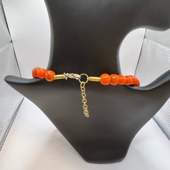 Splendette Dark Burnt Orange Marbled Beaded Vintage Style Necklace - Picture 3 of 4